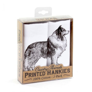 Handkerchief / Hanky 100% Cotton, Pack of 2 Design: Collie Dog
