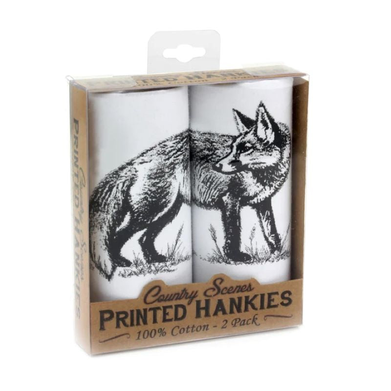 Handkerchief / Hanky 100% Cotton, Pack of 2 Design: Fox