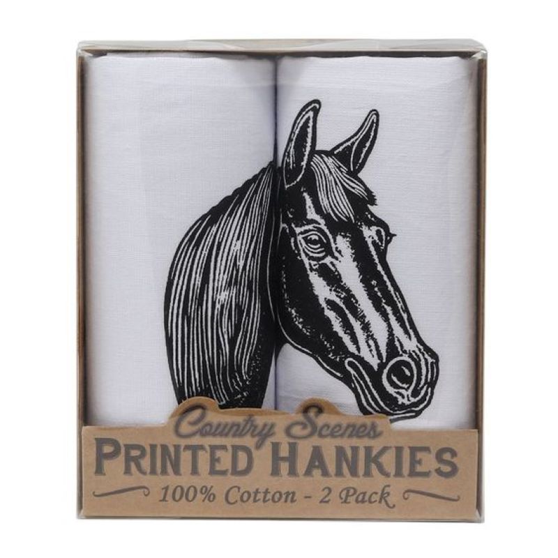 Handkerchief / Hanky 100% Cotton, Pack of 2 Design: Horse