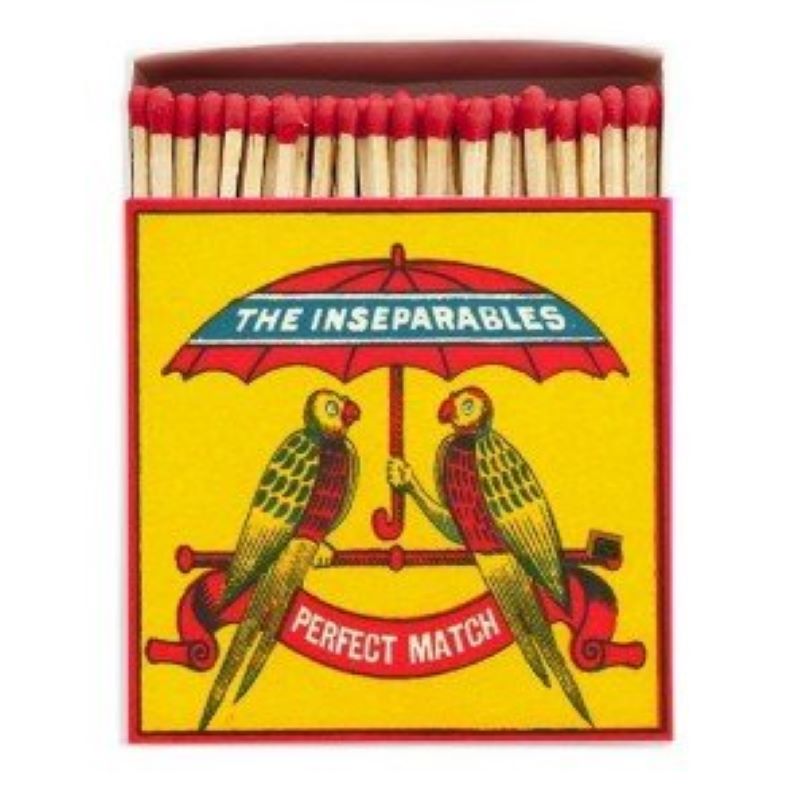 Match Box Square, The Inseparables Parrots Safety Matches.