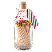 Load image into Gallery viewer, Match Bottle, Multi Colour Ended Safety Matches in Glass Bottle with Cork Stopper
