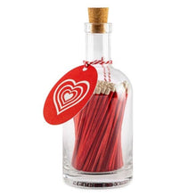 Load image into Gallery viewer, Match Bottle, Red Heart Safety Matches in Glass Bottle with Cork Stopper.
