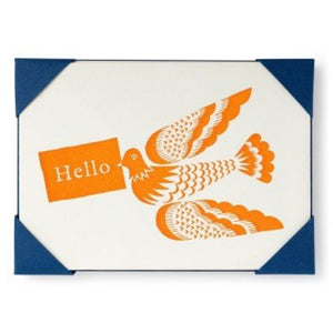 Cards, Orange Hello Bird, Pack of 5 Notelets with Envelopes