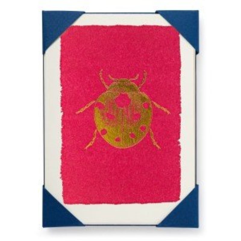 Cards, Pink & Gold Lady Bug, Pack of 5 Notelets with Envelopes