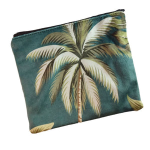 Purse with zip and tassell.  18x13cm. Velour printed fabric, Tropical / Monkey