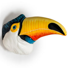 Load image into Gallery viewer, Vase, Hand Painted Ceramic Wall Mount Toucan Head Decorative Vase / Storage Pot
