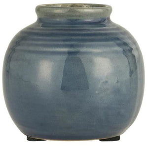 Vase, Mini Crackled Surface Vase with Grooves, Blue