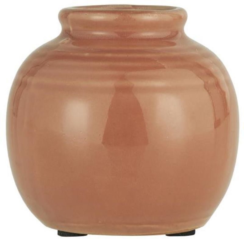Vase, Mini Crackled Surface Vase with Grooves, Sunset Orange