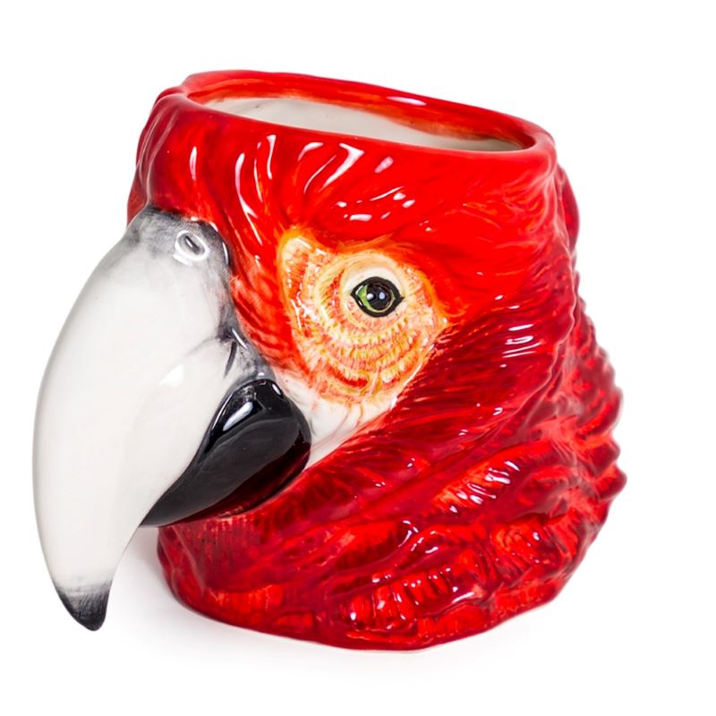 Vase, Hand Painted Ceramic Red Parrot Head Decorative Vase / Storage Pot
