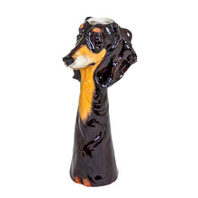 Load image into Gallery viewer, Vase, Ceramic Hand Painted Dachshund / Sausage Dog, Large Pot / Vessel
