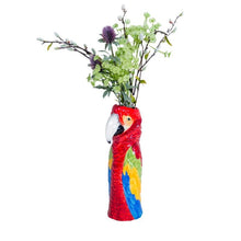 Load image into Gallery viewer, Vase, Ceramic Hand Painted Macaw / Parrot, Red, Large Pot / Vessel

