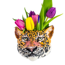 Load image into Gallery viewer, Vase, Hand Painted Ceramic Cheetah Animal Head Wall Mount Decorative Vase / Storage Pot
