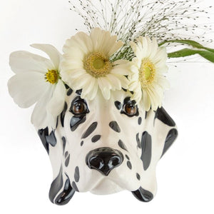 Vase, Hand Painted Ceramic Wall Mount Dalmatian Dog Head Decorative Vase / Storage Pot