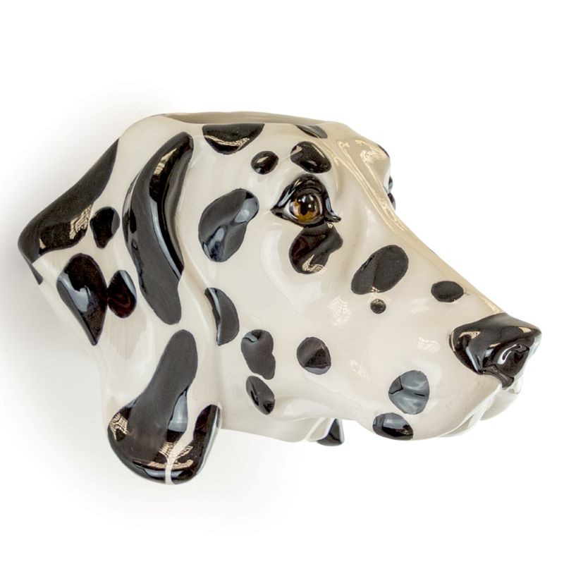 Vase, Hand Painted Ceramic Wall Mount Dalmatian Dog Head Decorative Vase / Storage Pot