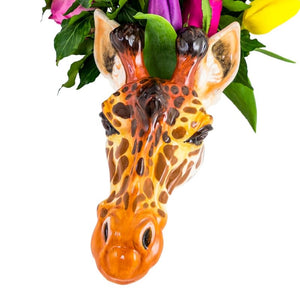 Vase, Hand Painted Ceramic Wall Mount Giraffe Head Decorative Vase / Storage Pot