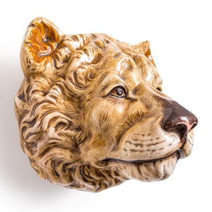 Vase, Hand Painted Ceramic Wall Mount Lioness Head Decorative Vase / Storage Pot