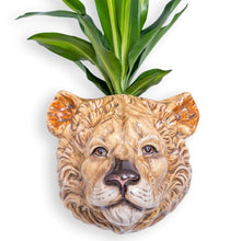 Load image into Gallery viewer, Vase, Hand Painted Ceramic Wall Mount Lioness Head Decorative Vase / Storage Pot
