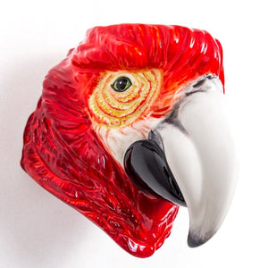 Vase, Hand Painted Ceramic Wall Mount Red Parrot Head Decorative Vase / Storage Pot