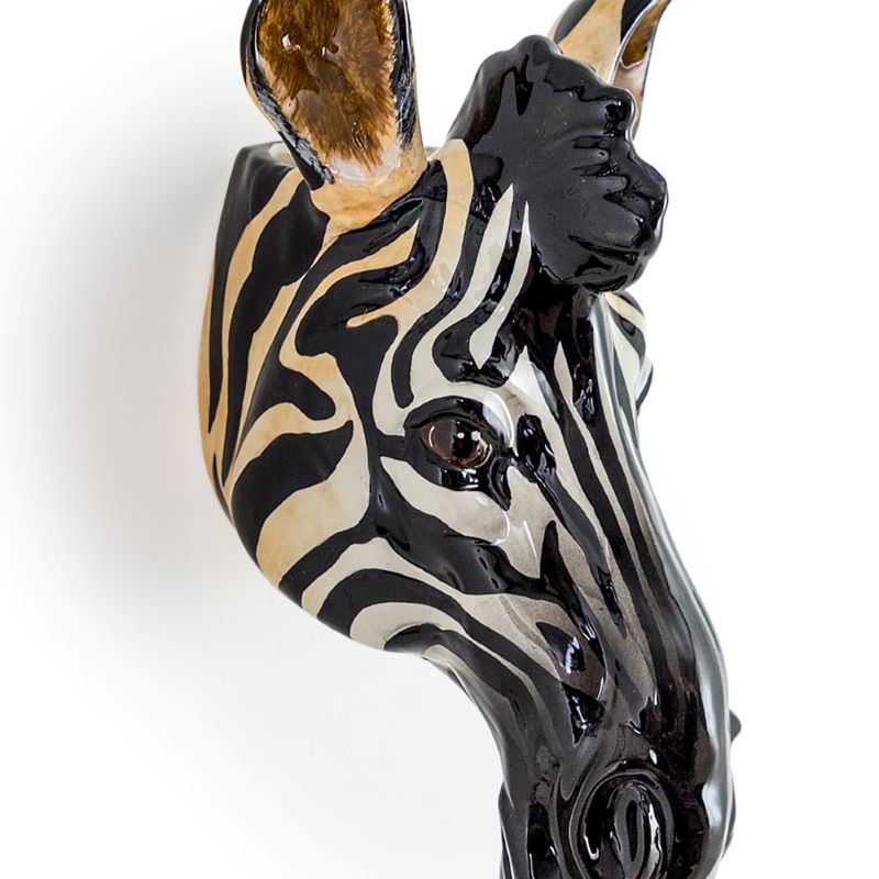 Vase, Hand Painted Ceramic Wall Mount Zebra Head Decorative Vase / Storage Pot