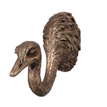 Load image into Gallery viewer, Wall Art, Antique Gold Head Ostrich Head, Wall Mount.
