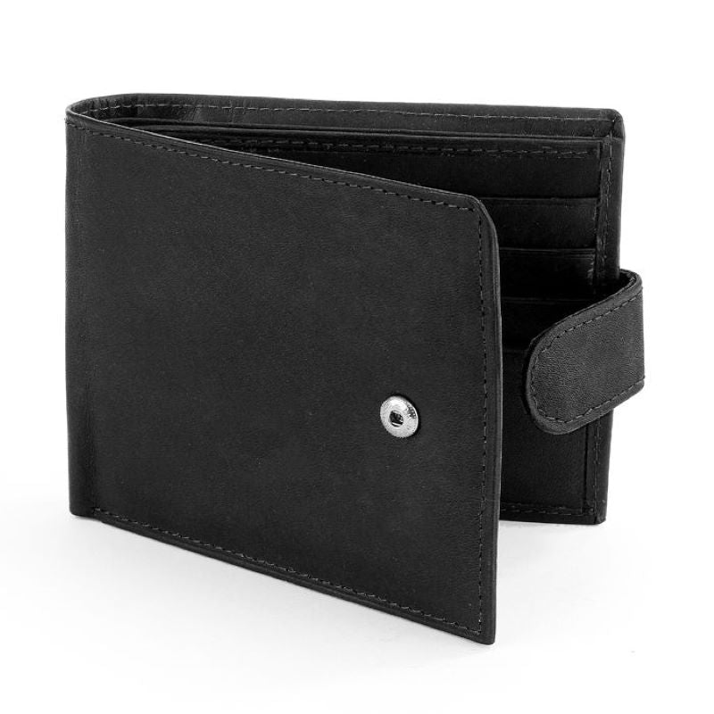 Wallet, Leather, Button up Black