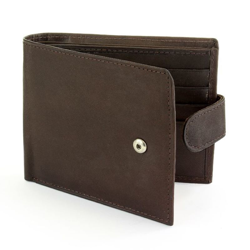 Wallet, Leather, Button up Brown