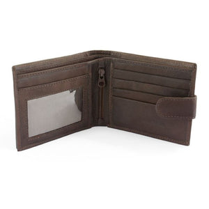 Wallet, Leather, Button up Brown