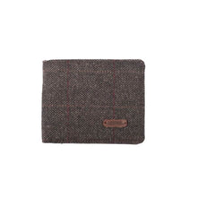 Load image into Gallery viewer, Wallet, Tweed Herringbone, Green, Wool Mix with card and note sections
